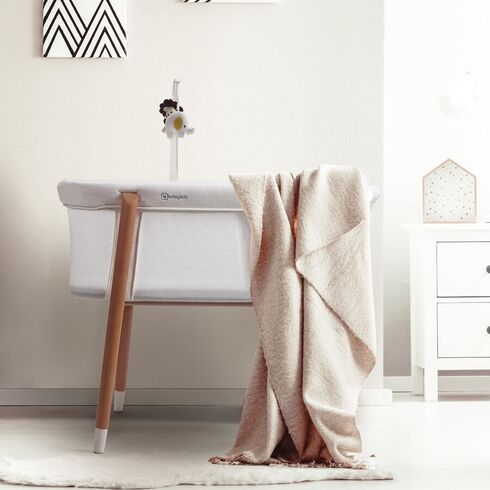 Patut cu cadru din Lemn si Bara de Jucarii Sleepgood Mesh BabyGo,poza 7