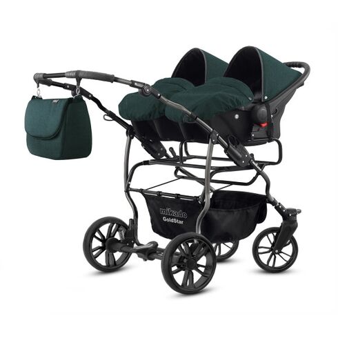 Carucior pentru gemeni Mikado GOLDSTAR 3 in 1 GS-17, Culoare: Verde inchis, Model: gemeni - poza 2 - ExclusivMAG.ro