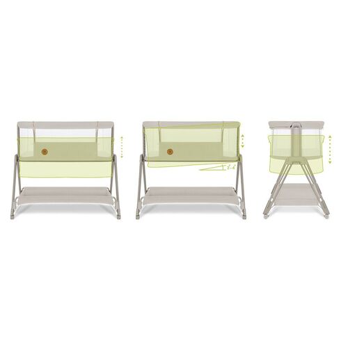 Patut co-sleeper Lionelo Luna, 2 in 1, Cu laterala culisanta, Bej, Culoare: Crem, Dimensiuni: 80x50,poza 6