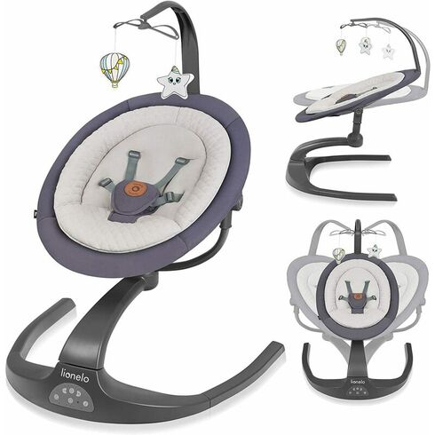 Balansoar si sezlong copii, Lionelo Rina, 2 in 1, Electric, Cu rotire 360 °, Gri,poza 2
