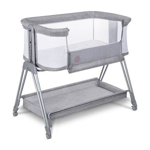 Patut co-sleeper Lionelo Luna, 2 in 1, Cu laterala culisanta, Gri deschis, Culoare: Gri deschis, Dimensiuni: 80x50,poza 2