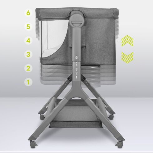 Patut co-sleeper Lionelo Leonie Plus, Pliabil, Cu sistem de leganare, Gri, Culoare: Gri, Dimensiuni: 80x50,poza 6