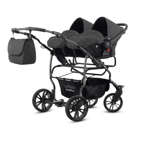 Carucior pentru gemeni Mikado GOLDSTAR 3 in 1 GS-15, Culoare: Gri, Model: gemeni - poza 2 - ExclusivMAG.ro