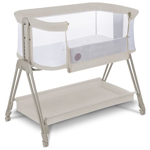 Patut co-sleeper Lionelo Luna, 2 in 1, Cu laterala culisanta, Bej, Culoare: Crem, Dimensiuni: 80x50,poza 2