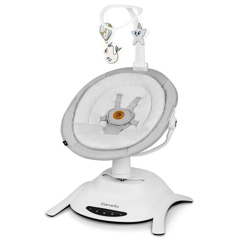 Balansoar multifunctional Lionelo Bella, Electric, Scaun reglabil, Ecran tactil si telecomanda, 6 miscari unice, 5 viteze, Cu melodii, Gri