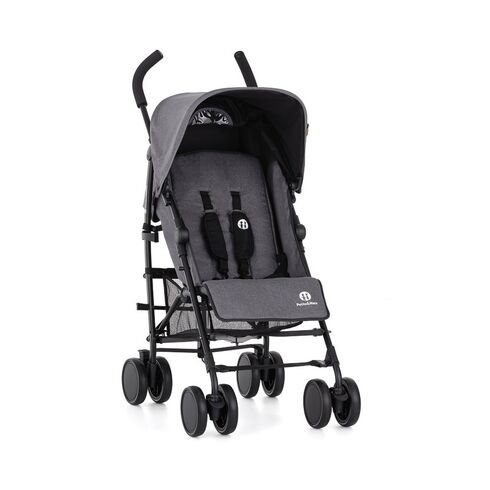Carucior sport Petite&Mars Musca, Cu spatar reglabil, Capotina XXL, Usor, 7.9 kg, 6 luni+, Gri, Culoare: Gri, Model: sport