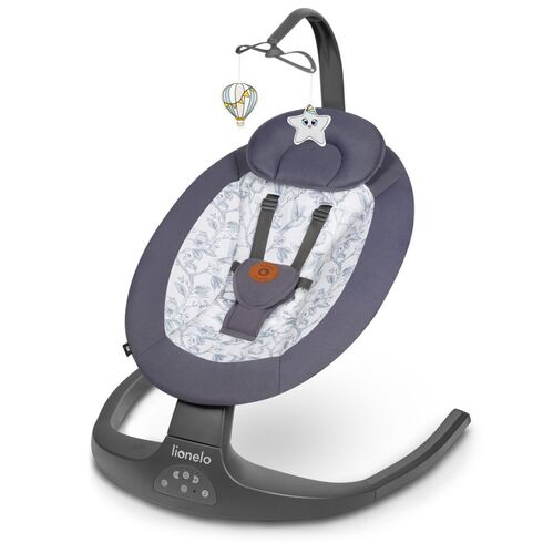 Balansoar si sezlong copii, Lionelo Ralf, 2 in 1, Electric, Cu telecomanda si cablu USB, Gri Grafit, Culoare: Gri