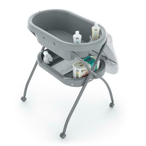 Cadita Petite&Mars 3 in 1, Spa, Pliabila, Cu roti si sistem de scurgere, Gri, Culoare: Gri - poza 4 - ExclusivMAG.ro