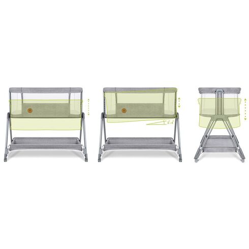 Patut co-sleeper Lionelo Luna, 2 in 1, Cu laterala culisanta, Gri deschis, Culoare: Gri deschis, Dimensiuni: 80x50,poza 5