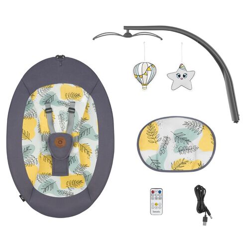 Balansoar si sezlong copii, Lionelo Ralf, 2 in 1, Electric, Cu telecomanda si cablu USB, Gri, Culoare: Multicolor,poza 5  - ExclusivMAG.ro Balansoar si sezlong copii, Lionelo Ralf, 2 in 1, Electric, Cu telecomanda si cablu USB, Gri, Culoare: Multicolor,poza 5