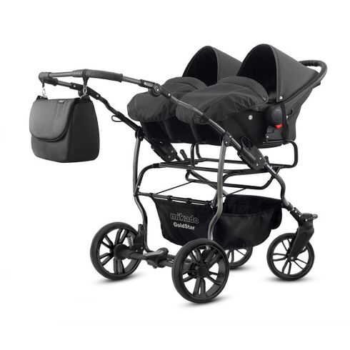 Carucior pentru gemeni Mikado GOLDSTAR 3 in 1 GS-10, Culoare: Gri/Negru, Model: gemeni - poza 2 - ExclusivMAG.ro