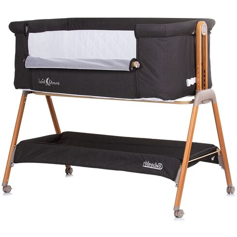 Patut Co-Sleeper Chipolino Sweet Dreams graphite wood, Culoare: Gri/Negru, Dimensiuni: 90x50,poza 3