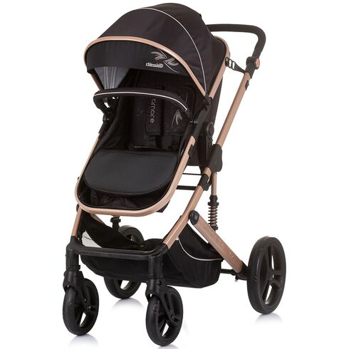 Carucior Chipolino Amore 2 in 1 obsidian gold, Culoare: Negru/Auriu, Model: 2 in 1 - poza 3 - ExclusivMAG.ro