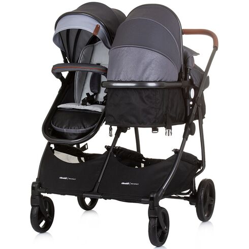 Carucior gemeni Chipolino Duo Smart 2 in 1 silver grey, Culoare: Gri/Negru, Model: gemeni,poza 6