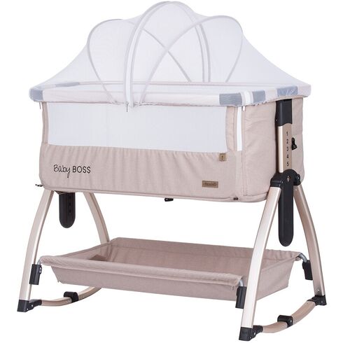 Patut Co-Sleeper Chipolino Baby Boss humus, Culoare: Crem, Dimensiuni: 95x65