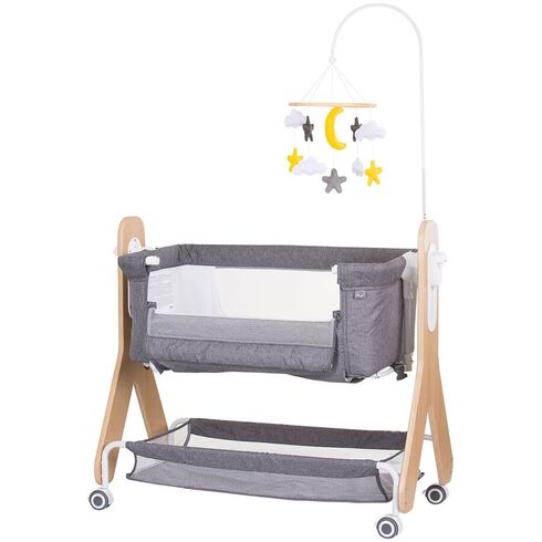 Patut Co-Sleeper Chipolino Heart 2 Heart graphite, Culoare: Gri, Dimensiuni: 90x50