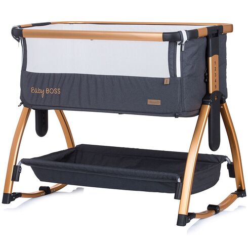 Patut Co-Sleeper Chipolino Baby Boss raven, Culoare: Gri/Negru, Dimensiuni: 95x65,poza 8