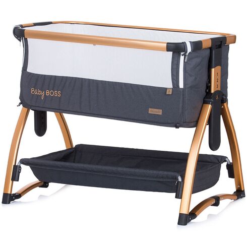 Patut Co-Sleeper Chipolino Baby Boss raven, Culoare: Gri/Negru, Dimensiuni: 95x65,poza 6