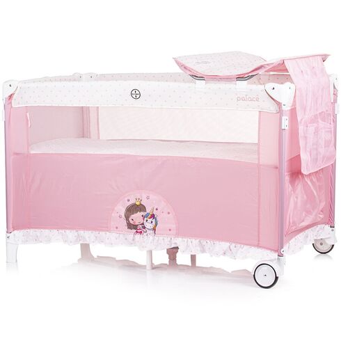 Patut pliabil Chipolino Palace Princess pink, Culoare: Roz, Dimensiuni: 120x60,poza 4