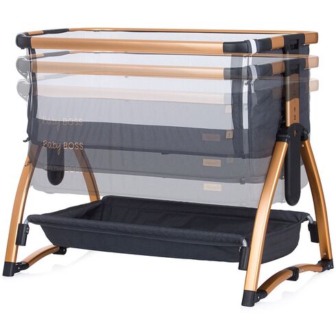 Patut Co-Sleeper Chipolino Baby Boss raven, Culoare: Gri/Negru, Dimensiuni: 95x65,poza 7