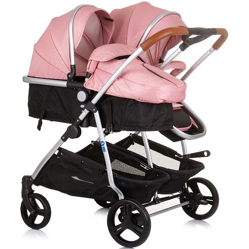 Carucior gemeni Chipolino Duo Smart 2 in 1 flamingo, Culoare: Roz, Model: gemeni - poza 3 - ExclusivMAG.ro