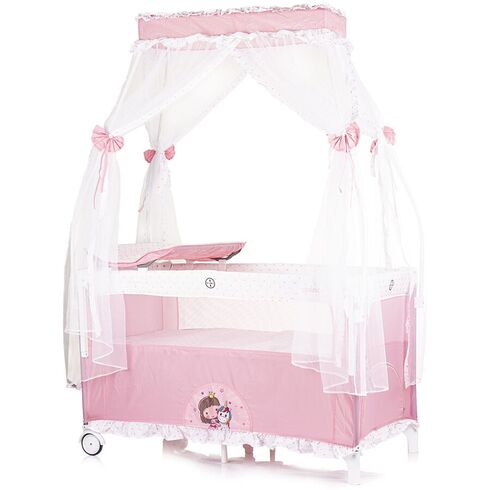 Patut pliabil Chipolino Palace Princess pink, Culoare: Roz, Dimensiuni: 120x60,poza 3