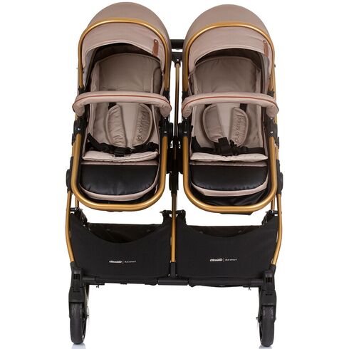 Carucior gemeni Chipolino Duo Smart 2 in 1 golden beige, Culoare: Crem, Model: gemeni,poza 9