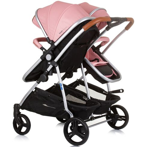 Carucior gemeni Chipolino Duo Smart 2 in 1 flamingo, Culoare: Roz, Model: gemeni - poza 4 - ExclusivMAG.ro