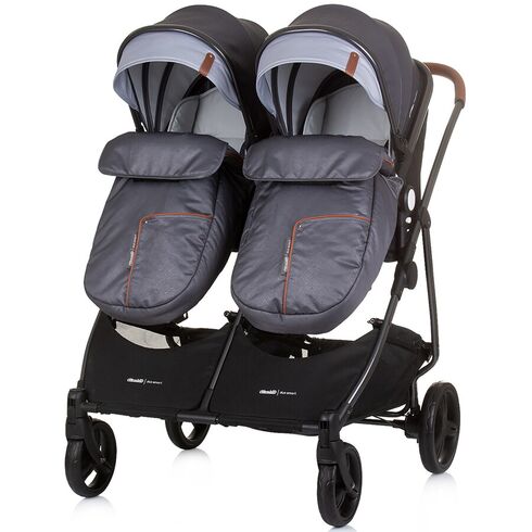 Carucior gemeni Chipolino Duo Smart 2 in 1 silver grey, Culoare: Gri/Negru, Model: gemeni,poza 8