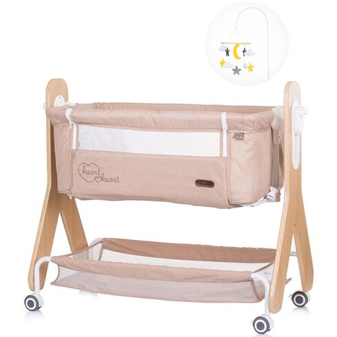 Patut Co-Sleeper Chipolino Heart 2 Heart sand, Culoare: Crem, Dimensiuni: 90x50,poza 3