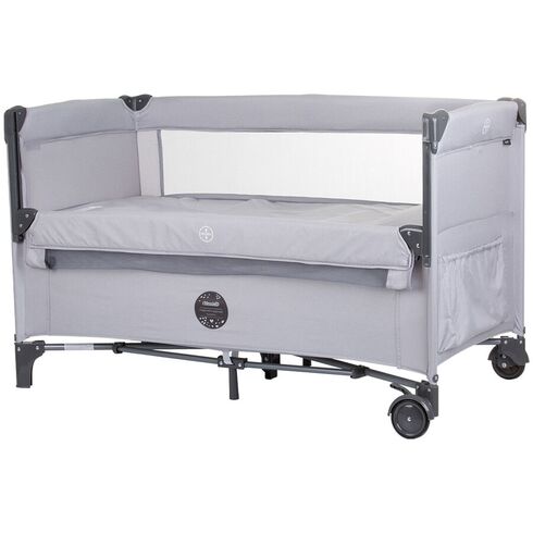 Patut pliabil Chipolino Relax ash grey linen cu laterala culisanta, Culoare: Gri deschis, Dimensiuni: 120x60,poza 2