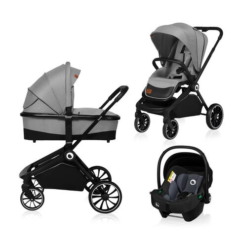 Carucior Lionelo Mika 3 in 1,pana la 22 kg,Gri deschis, Culoare: Gri deschis, Model: 3 in 1