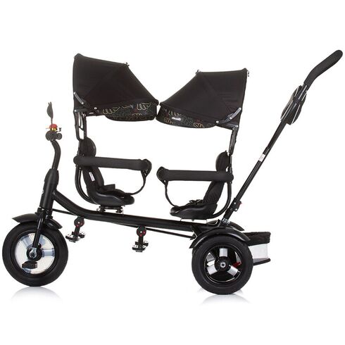 Tricicleta gemeni Chipolino 2Play obsidian leaves, Culoare: Negru,poza 5