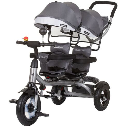 Tricicleta gemeni Chipolino 2Play silver grey, Culoare: Gri deschis