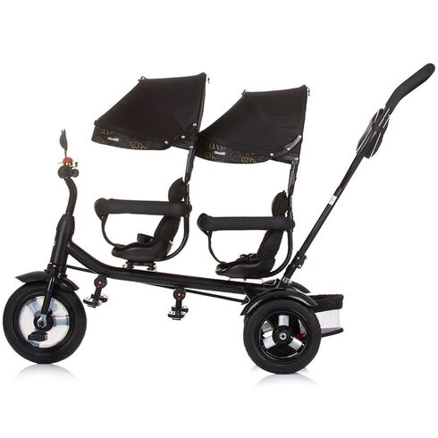 Tricicleta gemeni Chipolino 2Play obsidian leaves, Culoare: Negru,poza 4