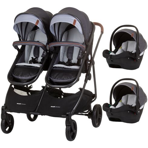 Carucior gemeni Chipolino Duo Smart 3 in 1 silver grey, Culoare: Gri/Negru, Model: gemeni