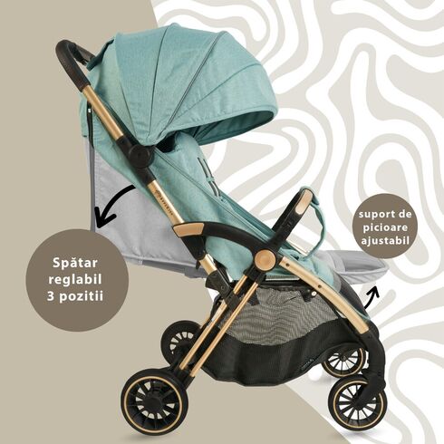 Carucior Sport AppeKids Upp, De la nastere la 22kg - River Green, Culoare: Turquoise, Model: sport,poza 3  - ExclusivMAG.ro Carucior Sport AppeKids Upp, De la nastere la 22kg - River Green, Culoare: Turquoise, Model: sport,poza 3