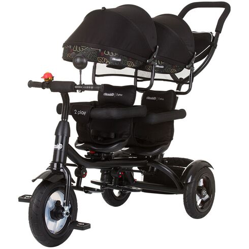 Tricicleta gemeni Chipolino 2Play obsidian leaves, Culoare: Negru,poza 2