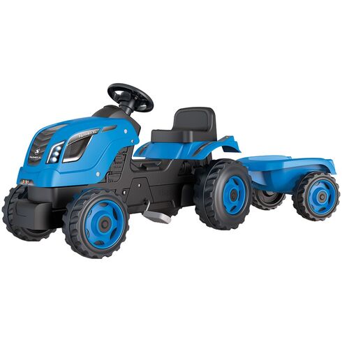 Tractor cu pedale si remorca Smoby Farmer XL albastru, Culoare: Albastru
