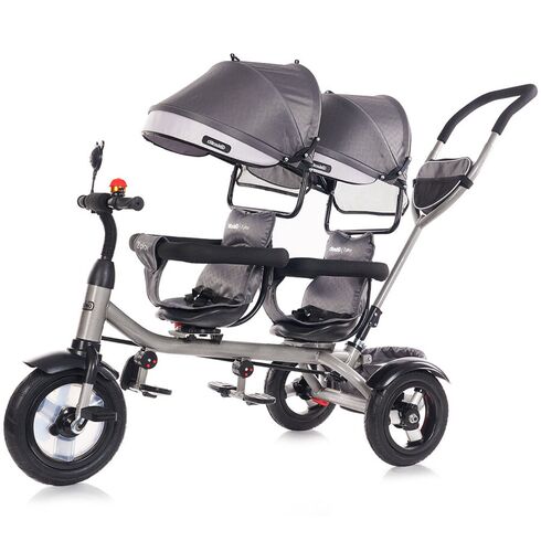 Tricicleta gemeni Chipolino 2Play silver grey, Culoare: Gri deschis,poza 3