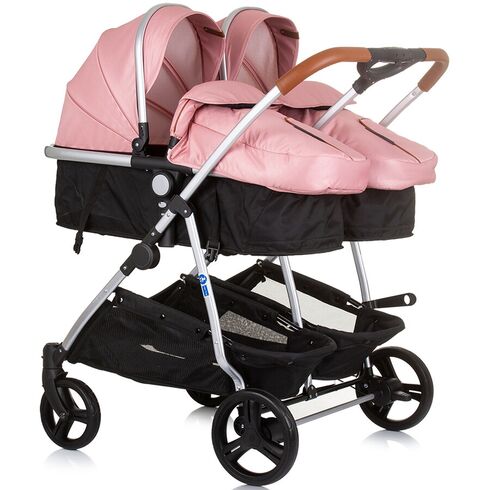 Carucior gemeni Chipolino Duo Smart 3 in 1 flamingo, Culoare: Roz, Model: gemeni - poza 3 - ExclusivMAG.ro