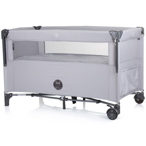 Patut pliabil Chipolino Relax ash grey linen cu laterala culisanta, Culoare: Gri deschis, Dimensiuni: 120x60,poza 3