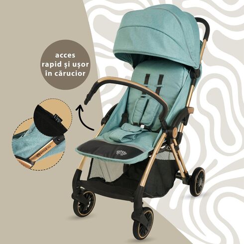 Carucior Sport AppeKids Upp, De la nastere la 22kg - River Green, Culoare: Turquoise, Model: sport,poza 5  - ExclusivMAG.ro Carucior Sport AppeKids Upp, De la nastere la 22kg - River Green, Culoare: Turquoise, Model: sport,poza 5