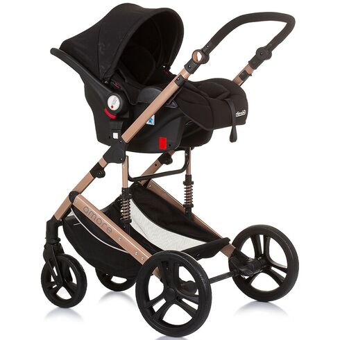 Carucior Chipolino Amore 3 in 1 obsidian gold, Culoare: Negru/Auriu, Model: 3 in 1 - poza 11 - ExclusivMAG.ro