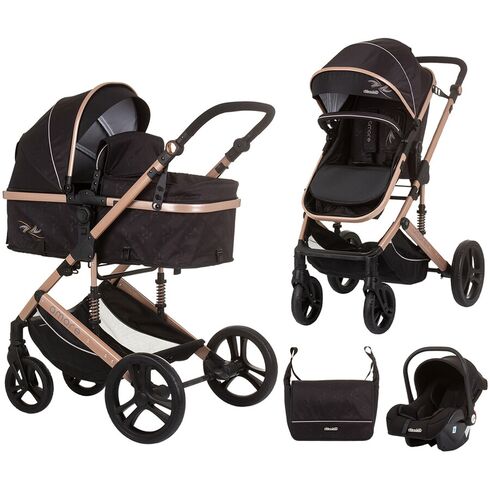 Carucior Chipolino Amore 3 in 1 obsidian gold, Culoare: Negru/Auriu, Model: 3 in 1  - ExclusivMAG.ro