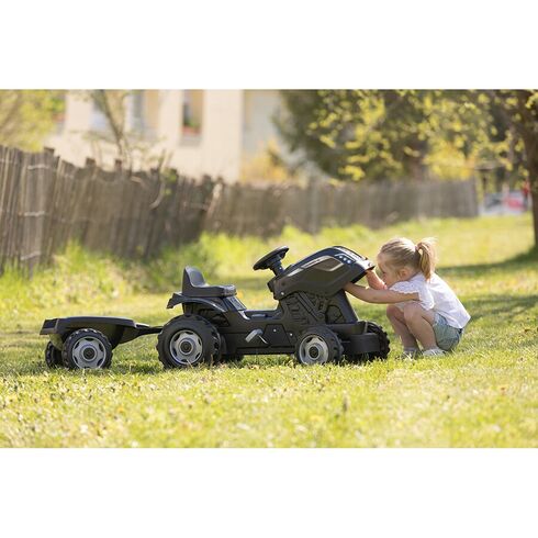Tractor cu pedale si remorca Smoby Farmer XL negru, Culoare: Negru - poza 7 - ExclusivMAG.ro