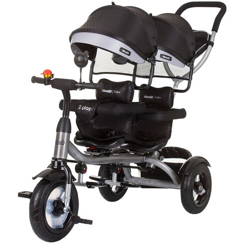 Tricicleta gemeni Chipolino 2Play obsidian silver, Culoare: Gri/Negru