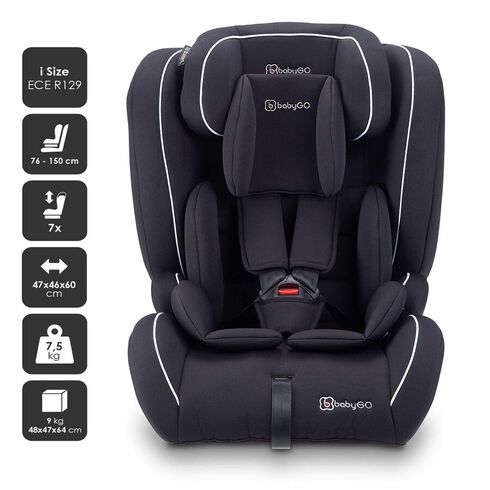 Scaun auto i-Size BabyGo FreeFix Black, 76-150 cm, certificat R129, Culoare: Negru, Grupa: 9-36kg (9 luni - 12 ani),poza 3