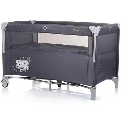 Patut pliabil Chipolino Relax granite cu laterala culisanta, Culoare: Gri, Dimensiuni: 120x60,poza 3
