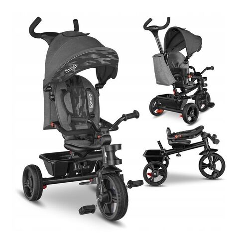 Tricicleta multifunctionala cu sezut reversibil, pliabila Lionelo Haari, Stone Grey, Culoare: Gri,poza 2